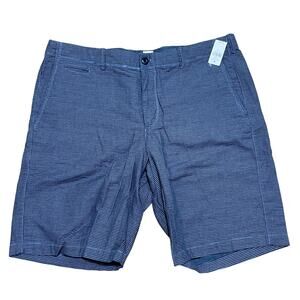 GAP‎ Men's 38 10in Inseam Cotton Flat Front Blue Gingham Shorts Pockets NWT